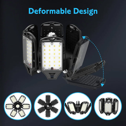 Ultra Bright LED Garage Lights 2 Pack With 6 Plus 1 Adjustable Panels, 18000 Lumens, 180W Deformable Shop Light