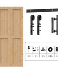 Bi-Fold Barn Door Set 48 By 84 Inches With 52 Inch Bifold Hardware Kit For Two Doors No Assembly No Fuss Setup Solid Spruce Wood Folding Doors And Double Sided Handle Pulls Included.