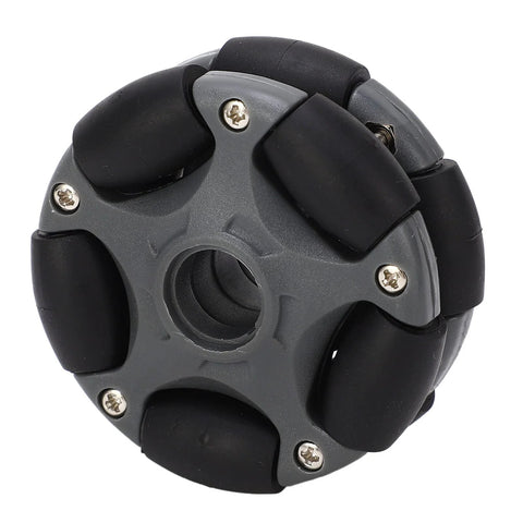 58mm omnidirectional wheel for robots in black and grey featuring 360 degree rotation for robotics and machinery projects.