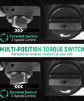 Multi-Position Torque Switch on Premium Shop Grade 1 Inch Air Impact Wrench for forward and reverse control.