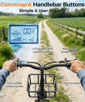 Adult E Trike With 1200W Peak Motor 18 MPH 3 Riding Modes And 748.8Wh Removable Battery For Smooth Acceleration Easy Hill Climbing And Daily Errands For Commuting Trails And Weekend Fun And City Cruising, handlebar LCD and controls