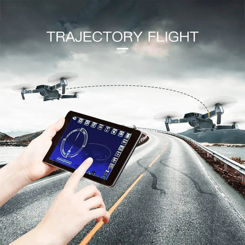 Foldable Drone With 1080P Camera For Adults And Beginners Easy To Fly RC Quadcopter demonstrating trajectory flight on tablet