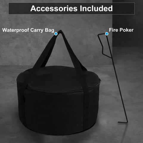 Smokeless 19.5 Inch Stainless Steel Fire Pit With Waterproof Bag And Poker For Patio, Camping And Backyard accessories