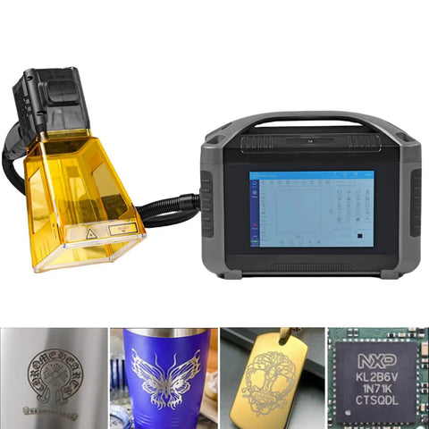 Portable 30W Fiber Laser Engraver For Metal And Non Metal Materials Handheld Laser Marker with screen, examples of engraved items