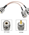 UHF Male To Dual UHF Female Splitter Cable PL 259 To SO239 Coax RG316 for ham radio gear, 15 cm cable with connectors