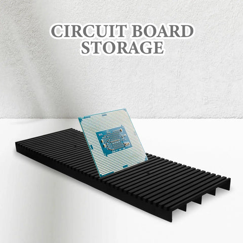 Anti Static Circuit Board Rack Tray for electronics projects holding PCB. Lightweight, anti-static tray on white surface.