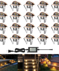 Dope Outdoor LED Deck Lights Kit for Home Yards, Low Voltage 12V DC, IP65 Waterproof Recessed Step Lights, 20 Pack, bronze finish