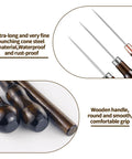 Detailed view of Badass Professional Grade Three Pack Leather Awl Tools With Grippy Gourd Shaped Wooden Handles for precise work.