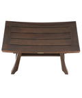 Top view of Satori Teak Shower Bench for Adults and Seniors, 24 Inch Compact Bath Seat with Brown Finish, Water Resistant Spa Stool
