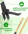 Stand Up Weed Puller With Two Weed Ejects, 43.7 Inch Long Handled Garden Weeder With Foot Pedal, Metal Four-Claw Head And Bamboo Handle