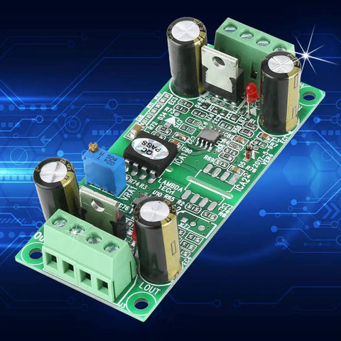 0-10V Signal Isolation Module For PLC And MCU, dual DC12-32V power, input and output 0-10V, shown against digital circuit background