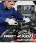 Man using Built Tough Pair Of Adjustable Tap Wrenches With Smooth As Butter Ratcheting Handles for automotive thread repair.