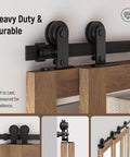 Heavy Duty 4Ft Bypass Sliding Barn Door Hardware Kit Built Tough For Two Doors Single Track System With Smooth Quiet Glide Top Mount Hangers Rust Resistant Black Steel Rail Ideal For Farmhouse Or Modern Living Spaces Door Not Included