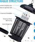 Exploded view of Electric Bug Zapper Indoor Outdoor 4200V High Voltage Mosquito Fly Killer With 365nm UV Light Waterproof Insect Trap