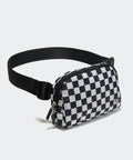 Two Way Zipper Fanny Pack For Women Water Resistant Nylon Belt Bag With Adjustable Strap Crossbody Ready Checkered Black Waist Pack For Everyday Out And About