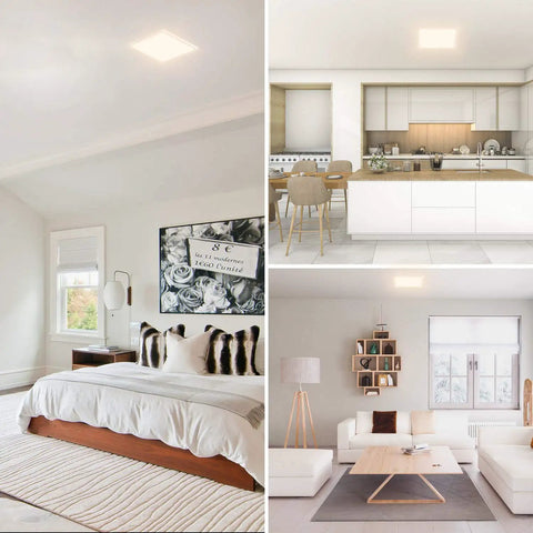 Ultra Slick Flush Mount Ceiling Light 0.6 Inch Thick 12 Inch LED Panel 4000K Daylight 3100 Lumens 24W in bedroom, kitchen, living room