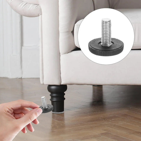 24 Pcs Adjustable Furniture Leveling Feet Screw In Legs For Dressers And Cabinets With Iron And Plastic Construction Easy Install Height Adjustment Floor Protection Wobble Free Stability For Any Home, screw-in foot on sofa leg