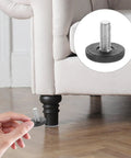 24 Piece Adjustable Furniture Leveling Feet Set For Chairs Tables And Cabinets No Fuss Height Adjustment Threaded Screw On Levelers For Home Office And Restaurant Furniture Legs, black screw-on foot on sofa leg