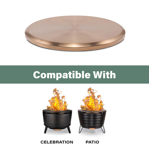 Gold Tabletop Fire Pit Cover For Patio Pits 25.6 Inch Durable Stainless Steel Lid Weather Resistant Outdoor Protector