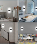 Modern Indoor Wall Sconces Set Of Two LED Wall Mount Lamps 12W Cool White 6000K in bedroom, bathroom, hallway, and living room