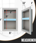 Tile Ready Shower Niche Insert For Recessed Bathroom Storage Built In Wall Cubby With No Fuss Install And Easy Tile Ready Caddy Shelves 12 By 20 Inches And 13 By 21 Inches Prefab Box with measurements shown.