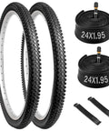 24x1.95 Mountain Bike Tire And Tube Set With Schrader Valve Includes 2 Tire Levers Compatible With 24 Inch MTB BMX Off Road