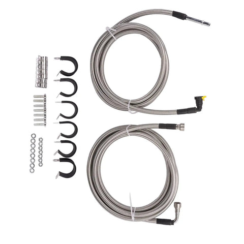 Built Tough Stainless Fuel Line Kit Replacement For Chevy Monte Carlo And Impala 2006-2011 With Silver Finish And Rock-Solid Durability To Fix Those Bad Gas Leaks Fast. stainless fuel line kit with clips and fittings