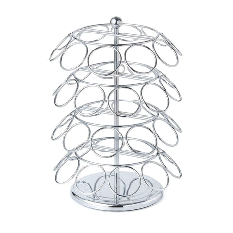 K-Cup Pod Carousel Organizer for Home and Office, Chrome 40-Pod Lazy Susan With 360-Degree Spin, empty holder on white background
