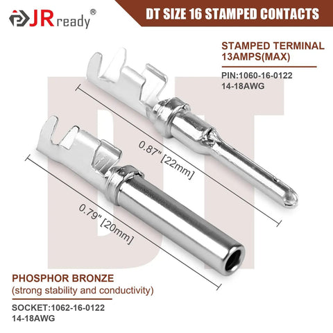 Two Pin Deutsch DT Connector Kit For Car Truck Boat All Weather IP68 Waterproof Automotive DT Connectors contacts displayed