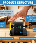 Straight Up Heavy Duty 4 In 1 Mini Disc Sander Electric Tabletop Grinder For Resin Polishing Woodworking Acrylic Plastic And Metal Crafting With Smooth Finish Chuck Mount with digital display and controls