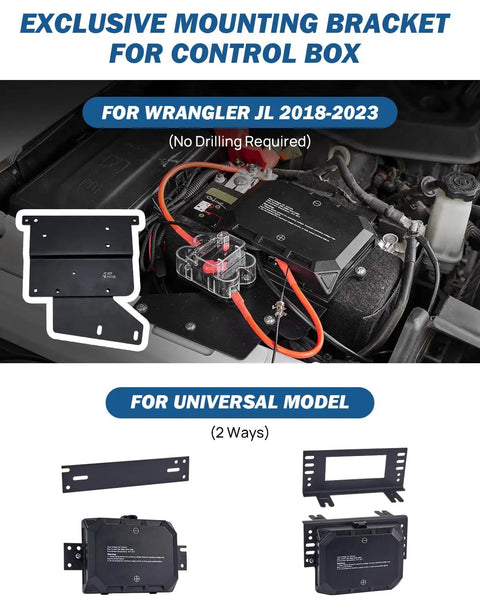 Wireless RGB 8 Gang Switch Panel With 5 Level Brightness for offroad lighting control with mounting bracket options shown.