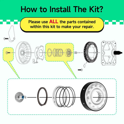Diagram of Pro Grade Washer Clutch Kit Upgrade With Beefed Up Slider Gear installation featuring various parts.