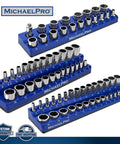 Magnetic Socket Organizer Tray Set For Metric Sockets Three Piece One Quarter Inch Drive Three Eighths Inch Drive And One Half Inch Drive High Capacity Holds Up To Seventy Five Sockets Keeps Your Toolbox Ready And Cabinets Sorted