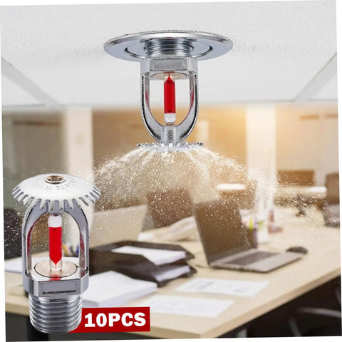 Heavy Duty Fire Sprinkler Heads Quick Response Activation At One Fifty Five Degrees Fahrenheit With One Half Inch Thread For Home And Commercial Buildings Tough As Nails Copper Crafted, showing activation in an office.