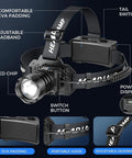 Rechargeable Dual Headlamp Pack 1200 Lumen Dope Bright White And Red LEDs, 12 Modes, Motion Sensor, Waterproof with adjustable headband