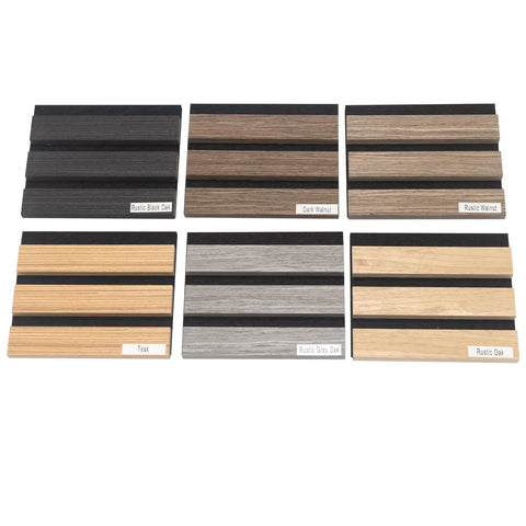 Top Tier Wood Slat Panels For Walls Featuring Pro Grade Sound Dampening And Heavy Duty Echo Blocking For Clean Interior Decor And Chill Home Studios Sample Pack with six styles of wood slats.