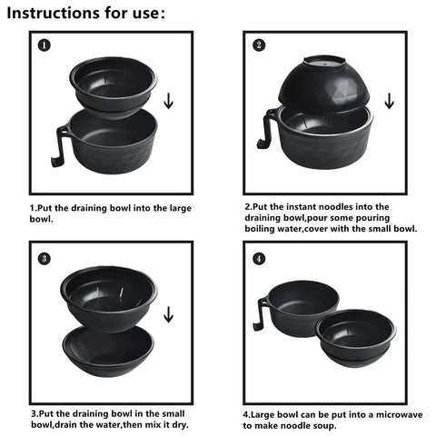 Instructions for use of Ramen Cooker Bowl With Built In Handles And Chopsticks, 33oz Microwave Noodle Bowl