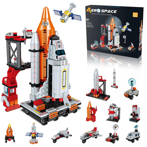 12 In 1 Space Exploration STEM Building Kit For Kids 6 To 12 Years Old Boys With Space Shuttle Rockets Launcher 566 Pieces