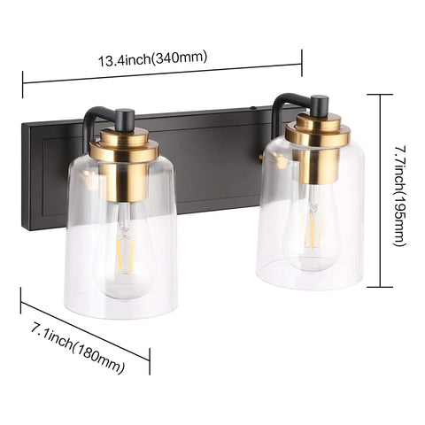 20.1 Inch Black Vintage Bathroom Vanity Light With Modern Glass Globe Shade Brass Wall Lamp Two Light Fixtures Easy 15 Minute Install
