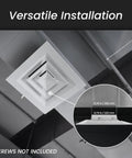 Tough As Nails Aluminum Ceiling Diffuser Snug Fit 9 Inch Square Vent Cover 14 X 14 Outer Frame shown in installation
