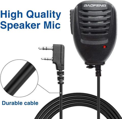 Two Way Radio Speaker Microphone With Rotatable Clip, 3ft Cable, Dual 3.5mm Earphone Jack And 2.5mm Mic Jack image.