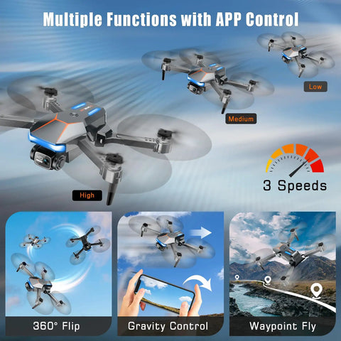 Dope 1080P FPV Foldable Drone With 90 Degree Adjustable Camera Altitude Hold Gravity Control Trajectory Flight One Key Takeoff Includes 2 Batteries Great For Kids And Beginners flying in three speed modes with app control