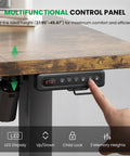 Electric Motorized Sit Stand Desk Adjustable Workstation 48 X 24 Inch Thick Desktop showing multifunctional control panel with height settings.