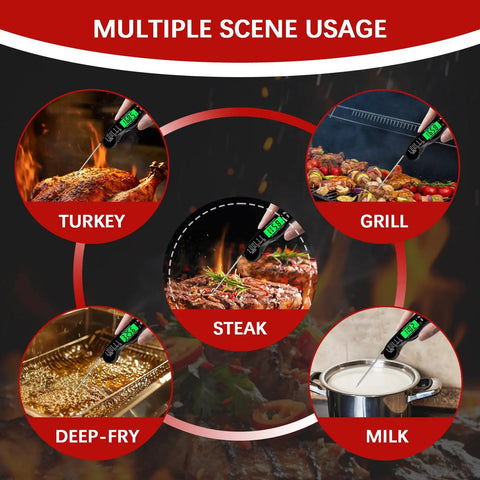Digital Meat Thermometer With IP67 Waterproof used for turkey, grill, steak, deep-fry, and milk cooking