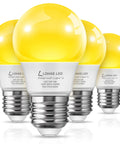 Yellow Amber Bug Light Bulbs For Outdoor Porch And Indoor Hallways A15 5W LED 450 Lumens E26 Edison Base 4 Pack