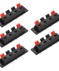 Five Four Way Spring Terminal Clip Push Release Connector Plate for Speaker Terminals and Terminal Strips Blocks Test Clip Red and Black Polarity Coding, WP4-7 5Pcs