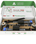 Open box showing Universal Toilet Fill Valve Kit Two Pack Quiet Fast Fill No Fuss Easy Install Adjustable Tank And Bowl Water Levels