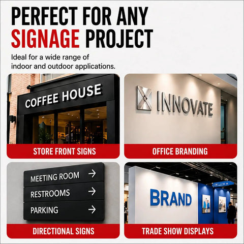 Clean Hidden Acrylic Standoff Mounts For Plexiglass Wall Signs With No Sweat Install Kit UV Stable Heavy Duty Clip In Holders 100 Pack Medium White displayed in various signage applications.