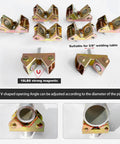 Magnetic V Block Fixture Pin for Welding Tables Adjustable Pipe Holder Clamp with heavy duty magnets and anti-slip V opening.
