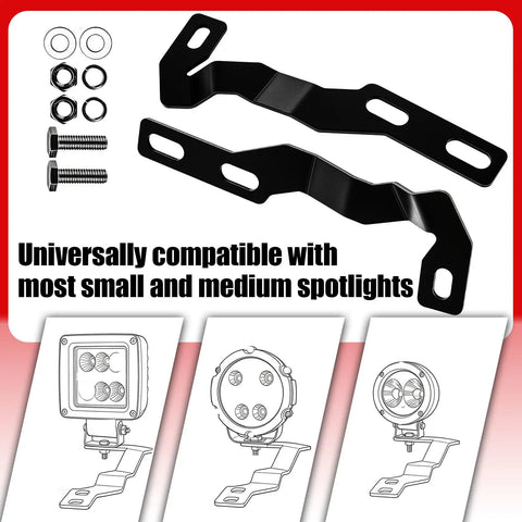 Upgrade Hood Hinge Ditch Light Mount Brackets For Toyota Tacoma 2016 To 2021 3rd Gen, Beefed Up Offroad Pod Work Light Mounting Kit